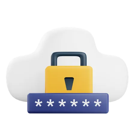 3 D Cloud Security Icon Padlock With Transparent Background 3D Icon