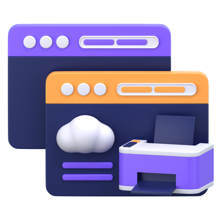 Cloud Printer  3D Icon