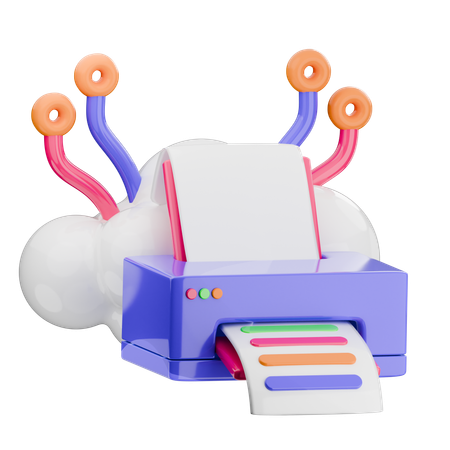 Cloud Printer  3D Icon