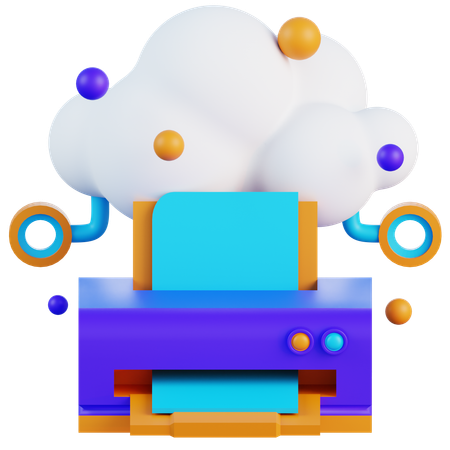 Cloud Printing  3D Icon