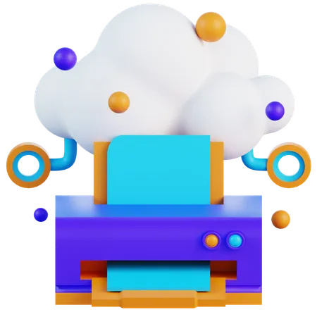 Cloud Printing  3D Icon