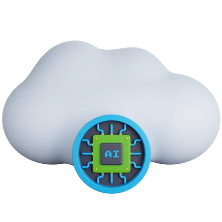 3 D Icon Illustration Cloud With Chip Ai 3D Icon