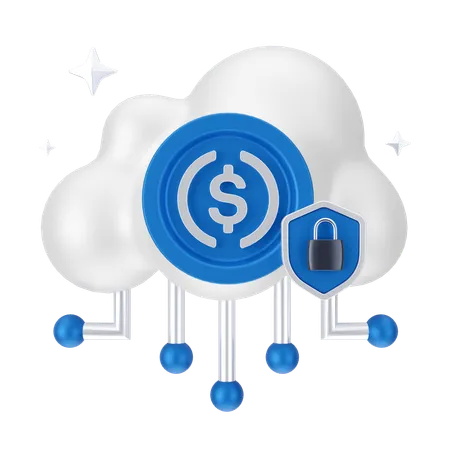 Cloud protection  3D Icon