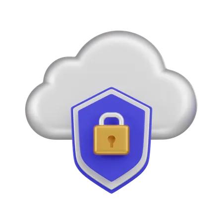 Enhance Projects With A 3 D Cloud Protection Shield Lock Icon Perfect For Web Presentations And Tech Designs Symbolizing Secure And Shielded Cloud Services Elevate Your Visuals With Modern Sophistication 3D Icon