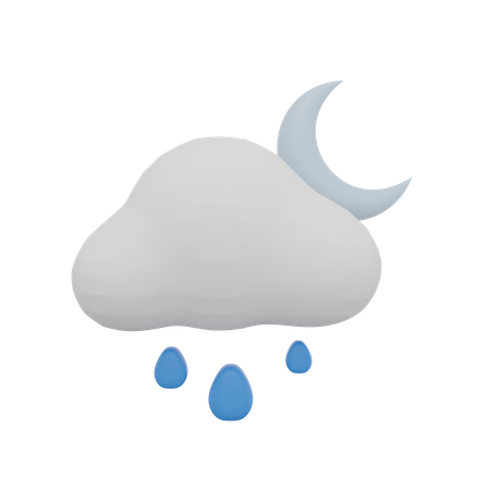Cloud Rain Night Moon Weather  3D Icon