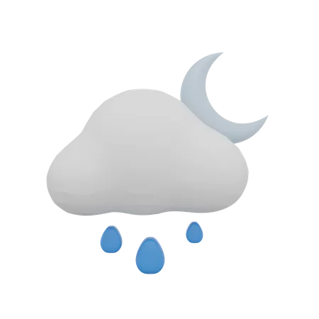 Cloud Rain Night Moon Weather  3D Icon