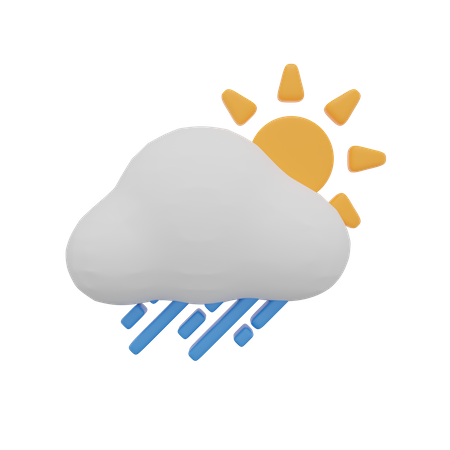Cloud Rain Storm Day Sun Weather  3D Icon
