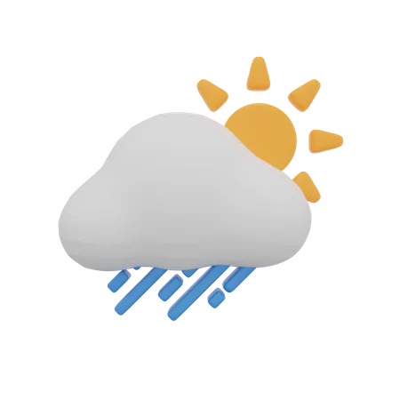 Cloud Rain Storm Day Sun Weather  3D Icon