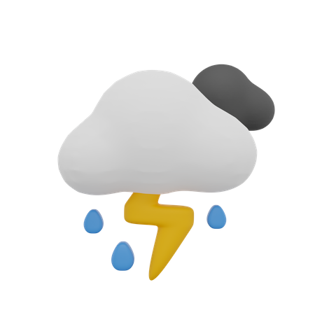 Cloud Rain Storm Thunder Day Sun Weather  3D Icon