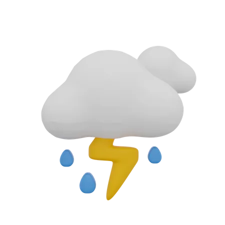 Cloud Rain Storm Thunder Weather  3D Icon