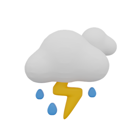 Cloud Rain Storm Thunder Weather  3D Icon