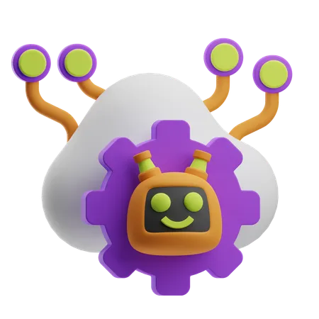 Cloud Robot  3D Icon