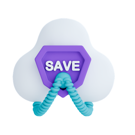 Cloud Save  3D Icon