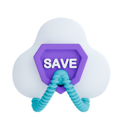Cloud Save  3D Icon