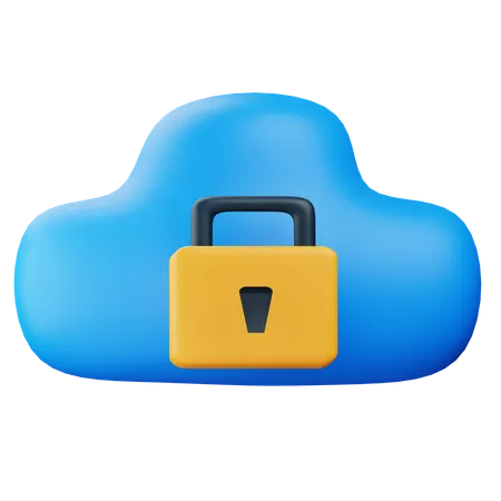3 D Cloud Security With Padlock With Transparent Background 3D Icon