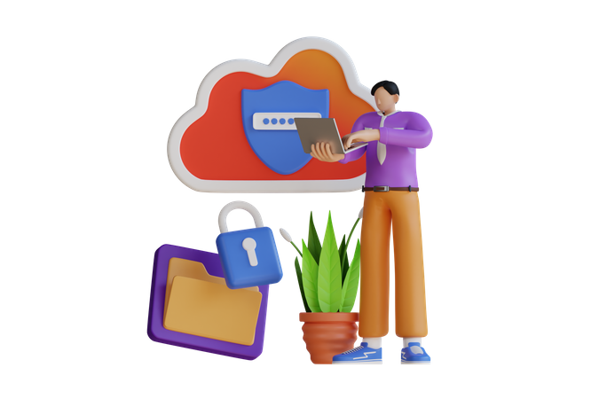 Cloud Security  3D Icon