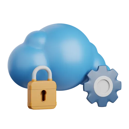 3 D Rendering Cloud Security Isolated Useful For Cloud Network Computing Technology Database Server And Connection Design Element 3D Icon