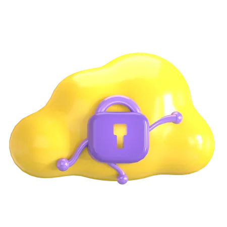 Cloud Security 3 D Illustration Good For Cyber Security Design 3D Icon