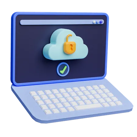 Cloud Security On Laptop 3 D Icon 3D Icon
