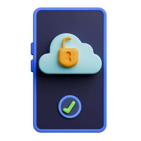 Cloud Security On Smartphone  3D Icon