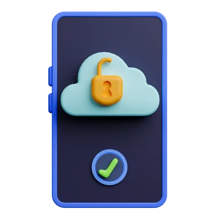 Cloud Security On Mobile Phone 3 D Icon 3D Icon