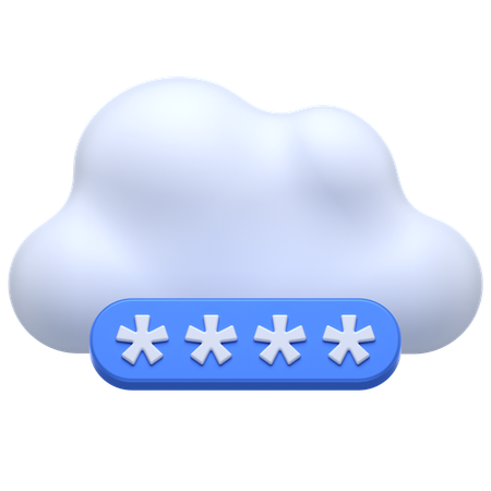 Cloud Security Password  3D Icon