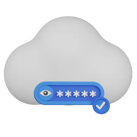 Cloud Security Password  3D Icon