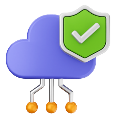 Cloud Security Protection  3D Icon