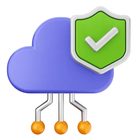 Cloud Security Protection  3D Icon