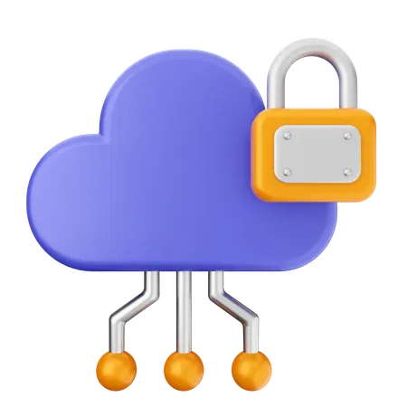 Cloud Security Protection  3D Icon