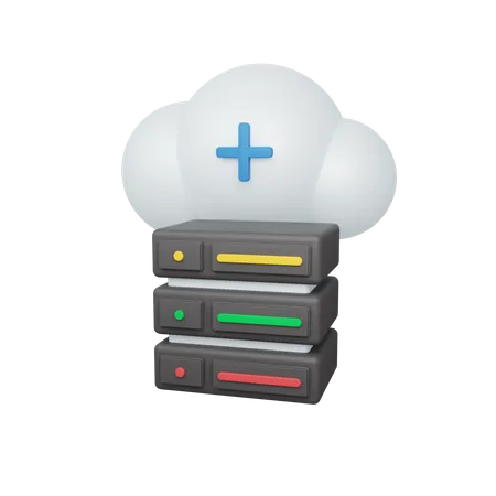 3 D Rendering Hybrid Concept With Cloud And Colorful Server Useful For Development And Web Design 3D Illustration