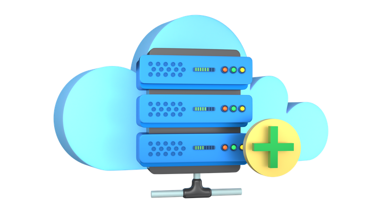 Cloud Server Connection Add  3D Illustration