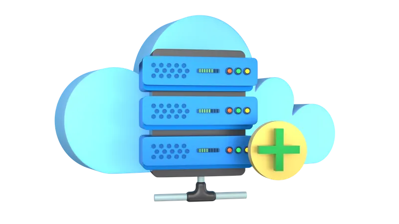 Cloud Server Connection Add  3D Illustration