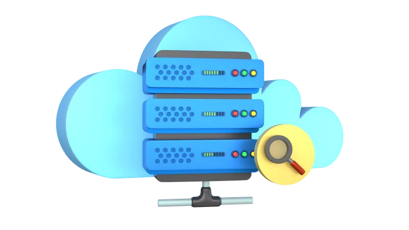 Cloud Server Data Searching  3D Illustration