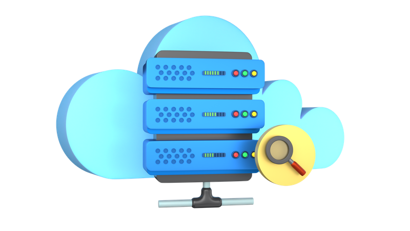 Cloud Server Data Searching 3D Illustration