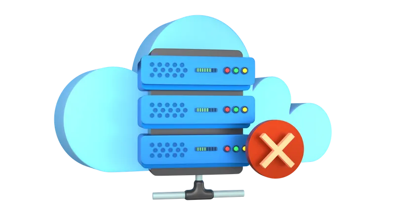 Cloud Server Disconnected 3D Illustration