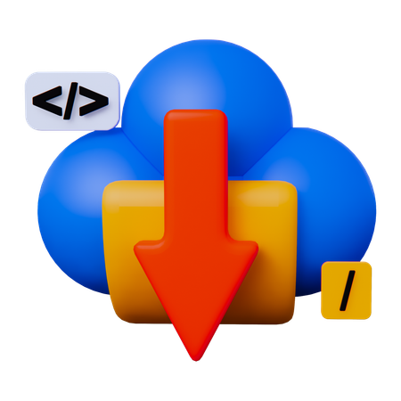 Cloud-Server-Download  3D Icon