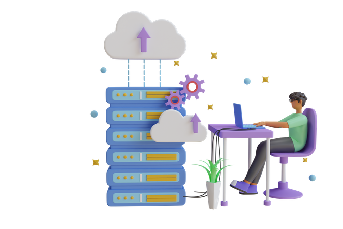 Cloud Server Hosting  3D Illustration