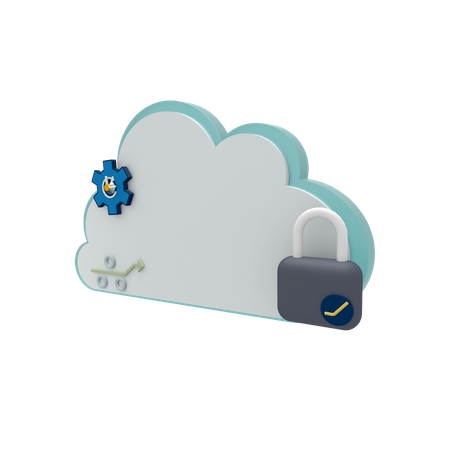 Cloud Server Lock Mode 3D Icon