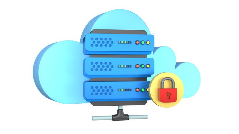 Cloud Server Locked  3D Illustration