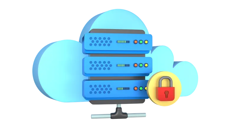 Cloud Server Locked  3D Illustration