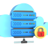 cloud server locked 3d logo
