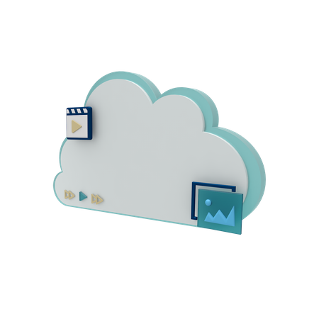 Cloud Server Media Mode 3D Icon