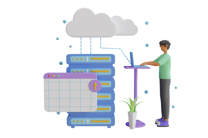Cloud Server Optimization  3D Illustration