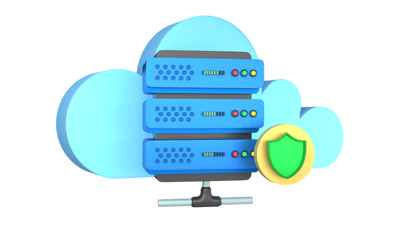 Cloud Server Protect  3D Illustration