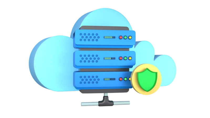 Cloud Server Protect  3D Illustration