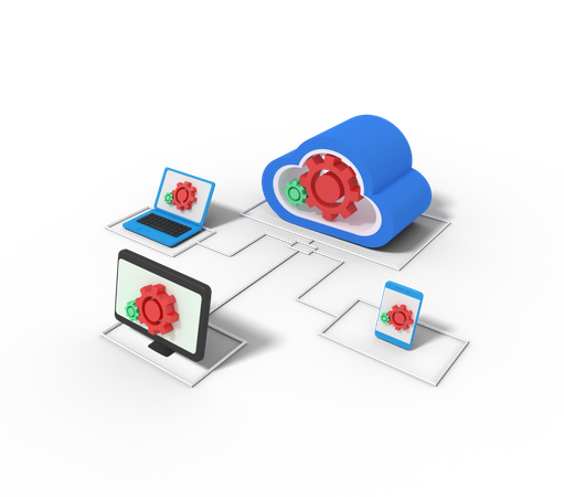 Cloud Server Setting 3D Icon