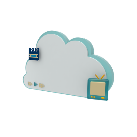 Cloud Server Video Mode 3D Icon