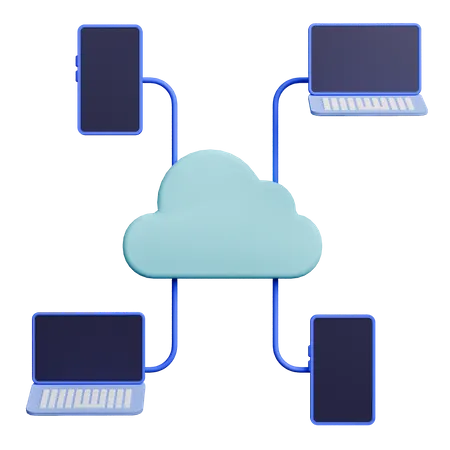 Cloud Sharing On Laptop And Smartphone 3 D Icon 3D Icon