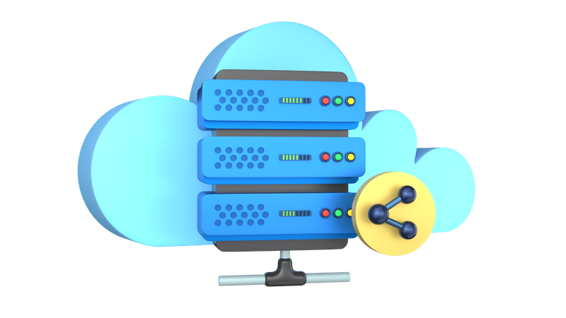 Cloud Sharing Server  3D Icon